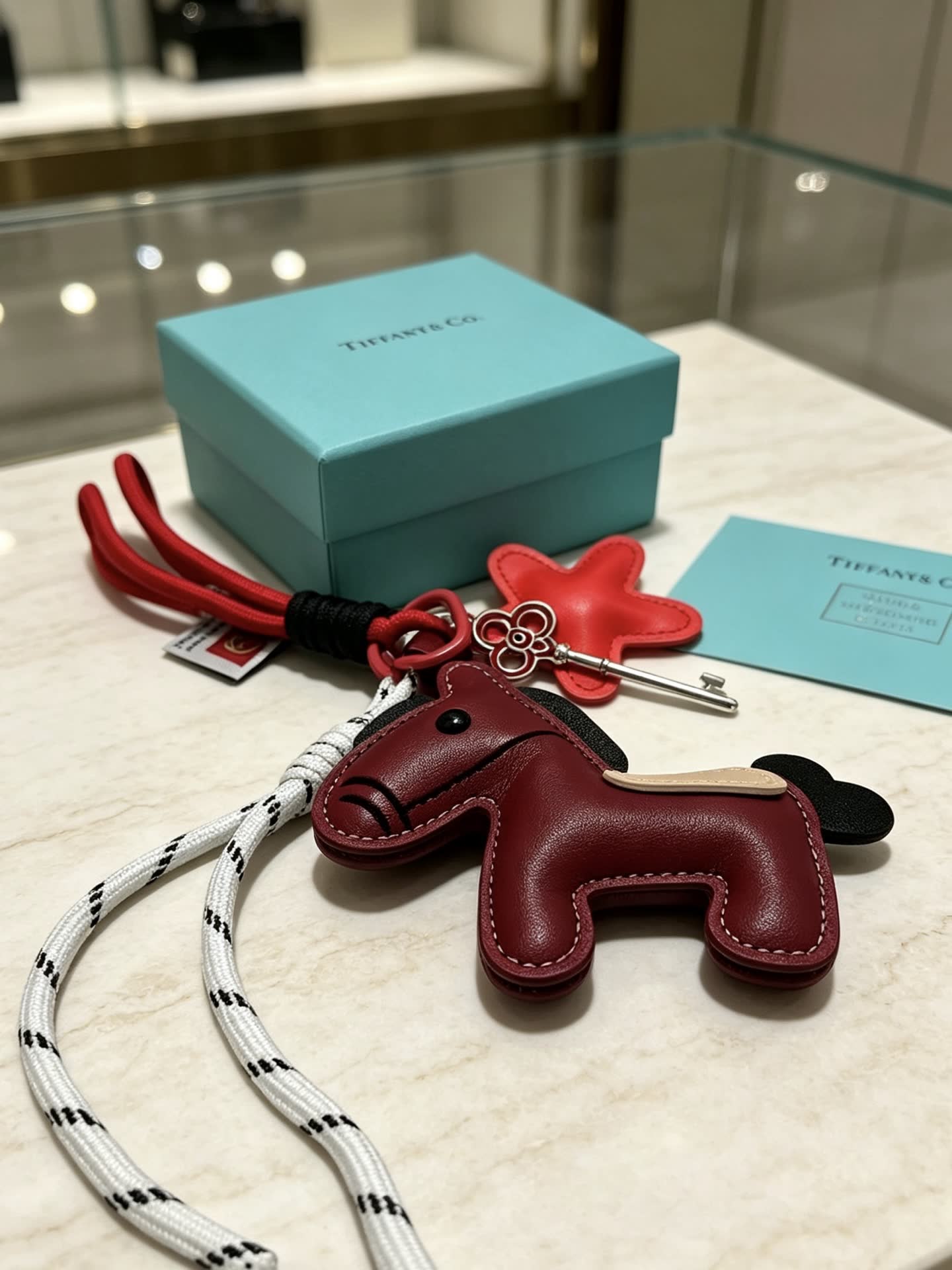 Tiffany & Co. Red Leather Horse Keychain